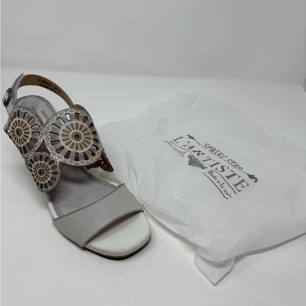 Spring Step off white Sandals with Laser-Cut Detailing